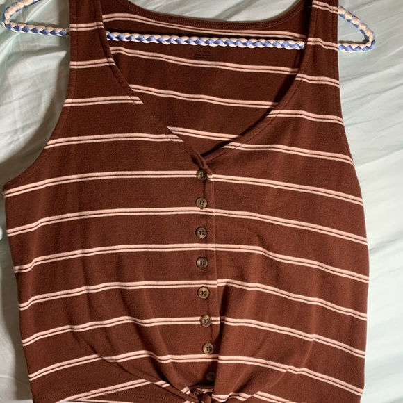 American eagle striped crop tank top 🤎 - Picture 2 of 3
